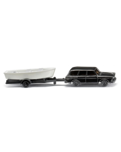 N Mercedes 280 en VW Variant met opleggers (2x) en boot (2x) Wiking 092139