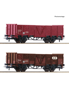 H0 2-delige set: open goederenwagens Roco 77034