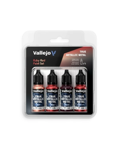 True Metallic Metal Paint Set - Ruby Red (Light, Base, Shade & Airbrush) Vallejo 77254