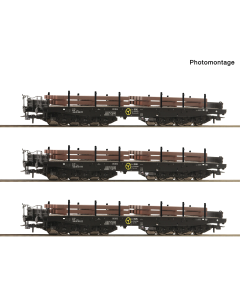 H0 3-delige set: zwaarlast-platte wagens Roco 6600263