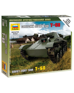 1/100 Soviet T-60 Light Tank, snap fit "Art of Tactic" Zvezda 6258