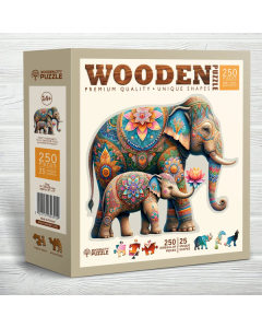 Houten legpuzzel - Fancy Elephants, 250 stukjes Wooden City HE0313L