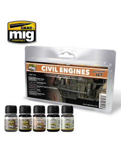 Civil engines weathering set 5 jars 35 ml AMMO by Mig 7146
