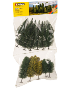 H0/TT Set bomen gemengd 6,5 - 15 cm hoog 25 stuks Noch 26312