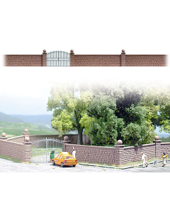 H0 Stenen muur met poort, 800 mm Busch 6014