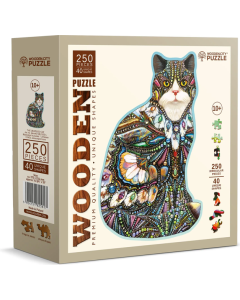 Houten legpuzzel - The Jeweled Cat, 250 stukjes Wooden City NB0153L