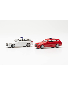 H0 Mercedes-Benz C-Klasse Kombi met Zwaailichten (Minikit), 2 stuks (wit en rood) - Herpa 013284-003 Herpa 013284003