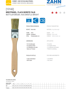 1" Brede kwast met houten steel Zahn-Pinsel 131421