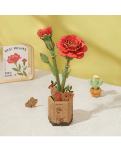 Rowood Red Carnation Flower - Houten 3D Puzzle Robotime TW052