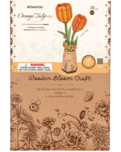 Rowood Orange Tulip Flower - Houten 3D Puzzle Robotime TW081