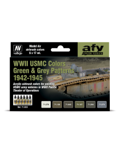 WWII USMC Colors Green & Grey Patterns (1942-1945) Set Vallejo 71623