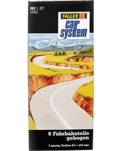 Car System: Wegdek, gebogen R1 212mm (4x90° en 2x45°) - 6 stuks Faller 161660