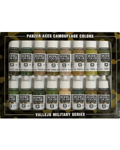 Panzer Aces Camouflage Color Paint Set, 16 kleuren Vallejo 70179