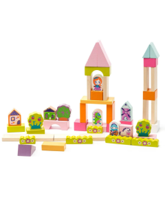 Houten blokken constructieset 'Girls town' Cubika 13906