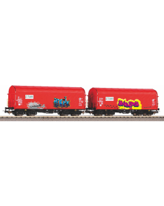 H0 set van 2 Schuifwandwagonss Caib NS v met graffiti Piko 58257