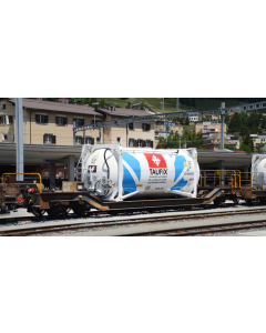H0m RhB Containerdraagwagen Sb-v 7729 met strooizoutcontainer "Taufix", tijdperk VI - Bemo 2289 149 Bemo 2289149