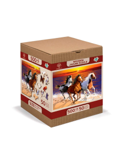 Houten legpuzzel - Wilde paarden op het strand, 1010 stukjes Wooden City ANW10100062XL