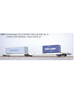 H0 NL-AAEC Containerdraagwagen met twee Containers, "Cosco en CMA CGM" ESU 36551