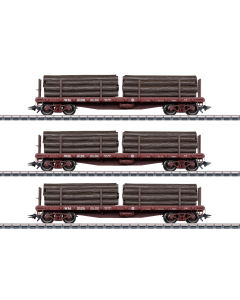 H0 WM Set Platte Houttransportwagens 40-ft (US), 3-delig Marklin 45600