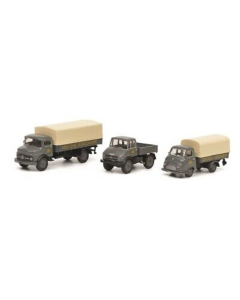 H0 MHI Set van 3 DB vrachtwagens, grijs Schuco 26462