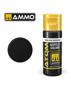 ATOM ACRYLIC COLOR SATIN BLACK 20 ML AMMO by Mig 20162