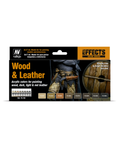 Wood & Leather Model Color Paint Set, 8 kleuren Vallejo 70182