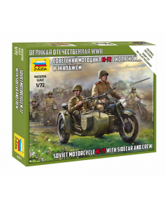 1/72 Soviet M-72 Sidecar Motorcycle with Crew, snap fit "Art of Tactic" Zvezda 6277