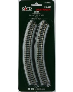 N Unitrack Rails Bocht (20-170), R216 45°, 4st. Kato 20170