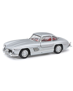 1/18 Mercedes Benz 300 SL Flügelturer, zilver (int. blauw) Schuco 00450