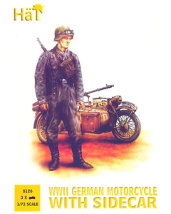 1/72 WWII German Motorcycle w Sidecar HAT 8126
