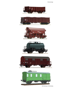 H0 DR Set: 6 stuks Goederenwagens, diverse Roco 76030