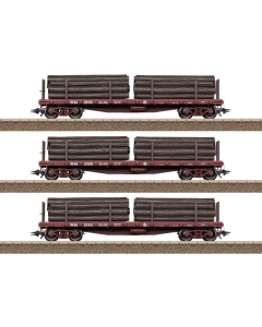 H0 WM Set Platte Houttransportwagens 40-ft (US), 3-delig Trix 24922