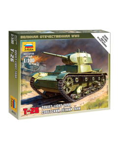 1/100 Soviet T-26 Light Tank, snap fit "Art of Tactic" Zvezda 6113