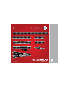 N Railuitbreidingsset Driewegwisselset E, Piccolo Fleischmann 9194