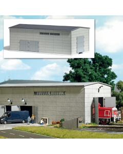 H0 Prefab betonnen hal met railverbinding Busch 1398