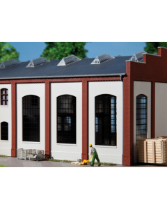 H0 Muur 2342F gestuct (wit) met kozijn E en glas, 4 stuks Auhagen 80709