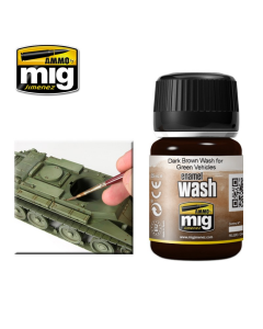 Wash dark brown for green vehicles 35 ml AMMO by Mig 1005