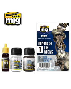 Chipping Set for Mechas 1  1 jar 17 ml & 2 jars 35 ml (enamel & acrylic) AMMO by Mig 7428