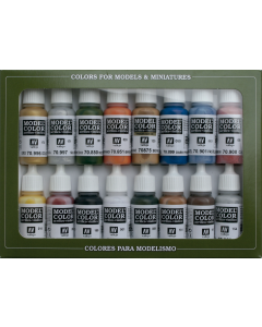 Folkstone Basics Model Color Paint Set, 16 kleuren Vallejo 70101