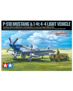 1/48 U.S. P-51D Mustang & 1/4 ton 4x4 Light Vehicle Set Tamiya 25205