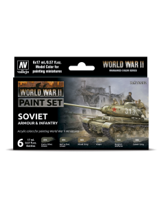 Soviet Armour & Infantry WWII Model Color Paint Set, 6 kleuren - Vallejo 70202 Vallejo 70202