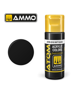 ATOM ACRYLIC COLOR MATT BLACK 20 ML AMMO by Mig 20163