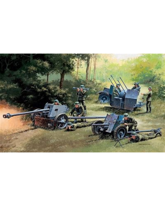 1/72 German Guns Set - 3.7cm Pak 37 - 7.5cm Pak 40 - 2cm Flakvierling 38 Italeri 7026