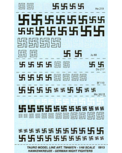 1/48 Decals Swastika's (hakenkruizen), German Night Fighters Tauro 48574