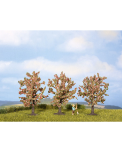 H0 Fruitbomen in roze bloesem ca. 8 cm hoog 3 stuks Noch 25112