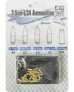 1/35 75mm KwK L/24 Ammunition (Brass) AFV-Club 35084