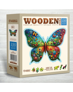 Houten legpuzzel - Colorful Butterfly, 150 stukjes Wooden City HE0202M