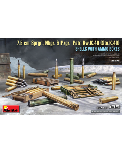 1/35 7.5 cm Sprgr., Nbgr. & Pzgr. Patr. Kw.K.40 (Stu.K.40) Shells with Ammo Boxes MiniArt 35375