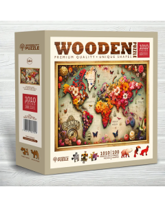 Houten legpuzzel - Colorful Map, 1010 stukjes Wooden City NB0805XL
