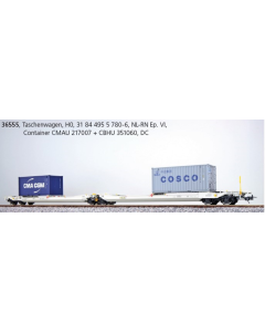 H0 NL-AAEC Containerdraagwagen Sdggmrs met twee Containers, "CMA CGM en Cosco" ESU 36555